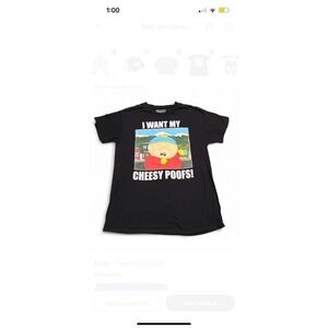 South Park Cheesy Poofs Eric Cartman T-Shirt Size L Black Graphic Tee 2023